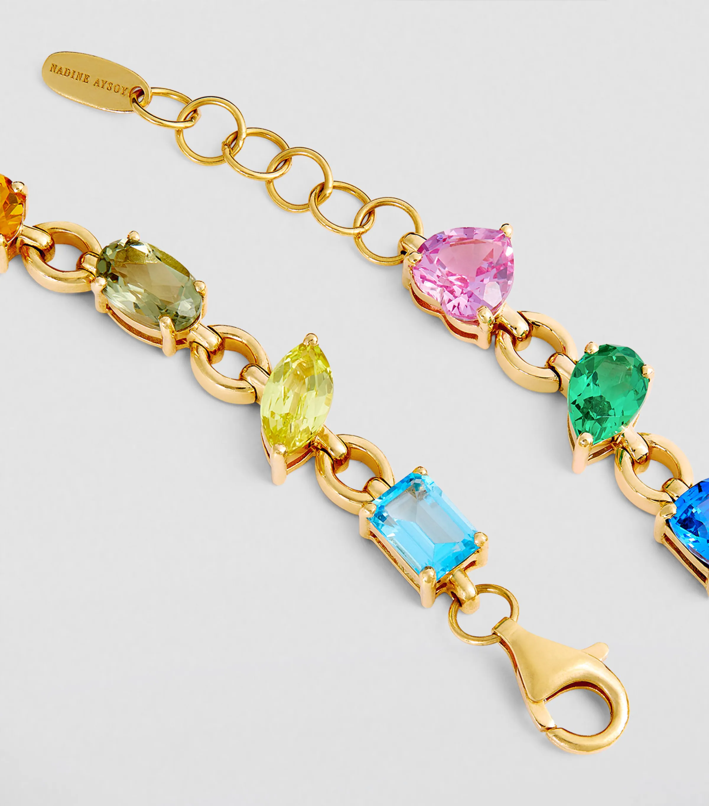 Nadine Aysoy Nadine Aysoy Yellow Gold and Mutlicoloured Gemstone Rainbow Necklace