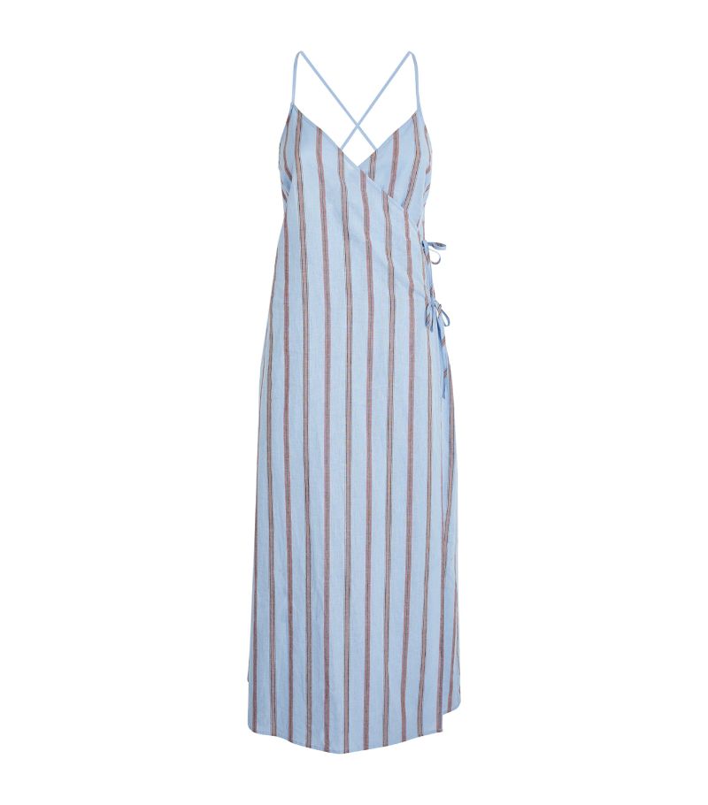 Max & Co. Max & Co. Linen-Cotton Striped Wrap Dress