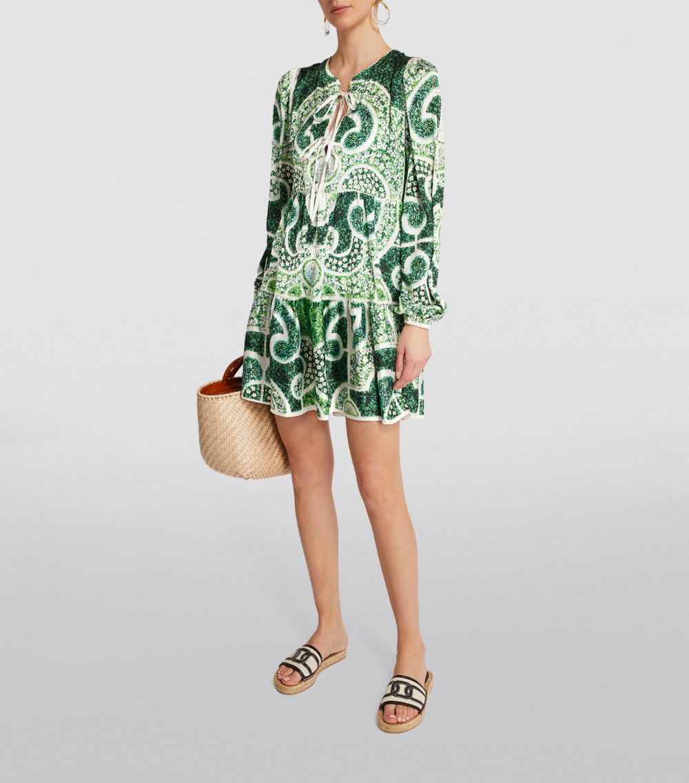 Mary Katrantzou Mary Katrantzou Green Topiary Tiered Midi Dress