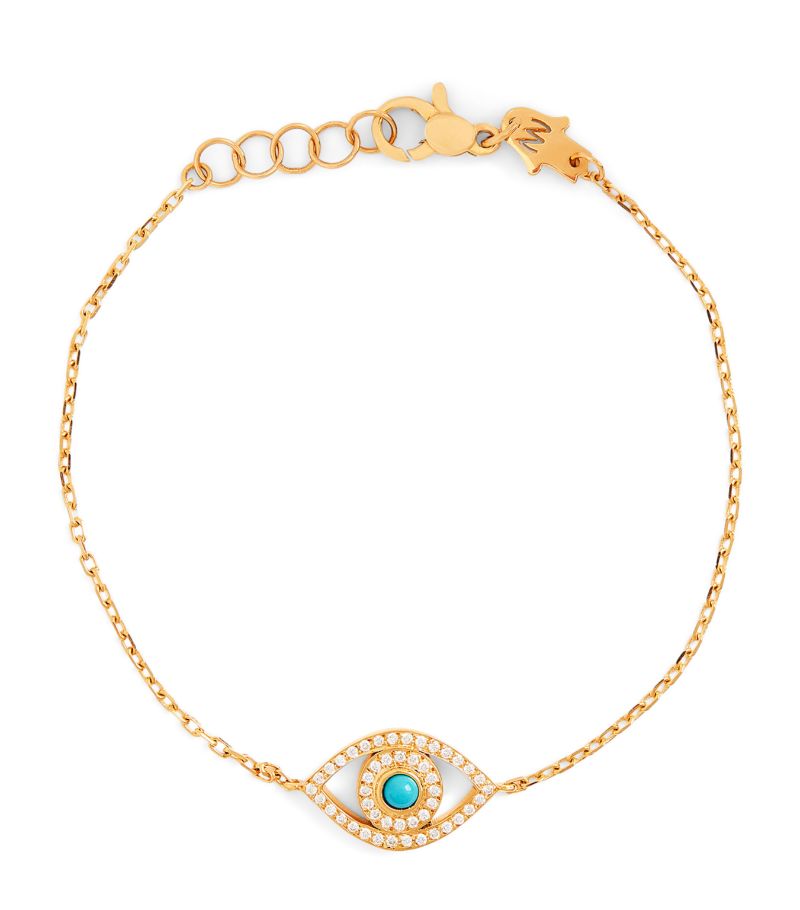 Netali Nissim Netali Nissim Yellow Gold and Diamond Mini Eye Bracelet