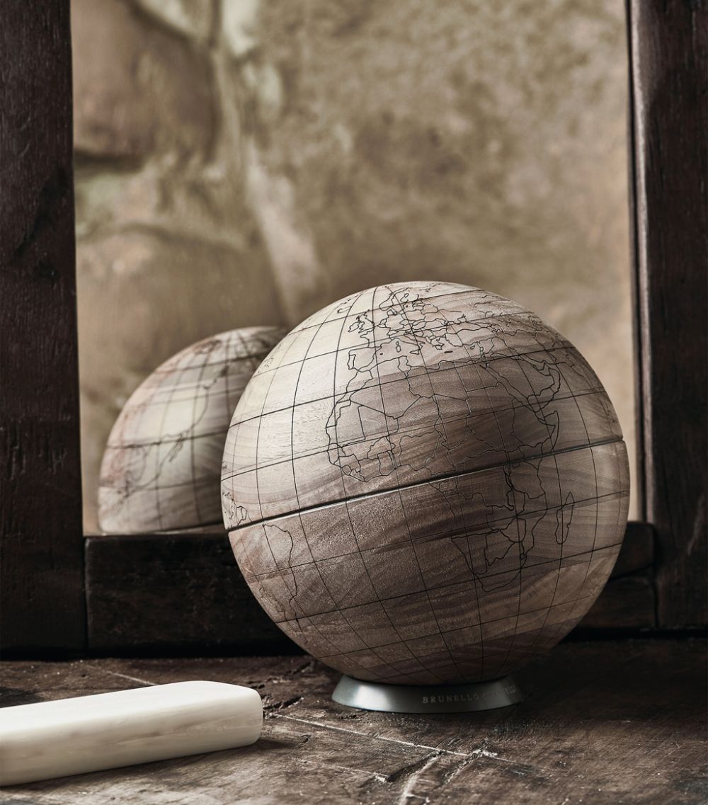 Brunello Cucinelli Brunello Cucinelli Walnut Engraved Globe