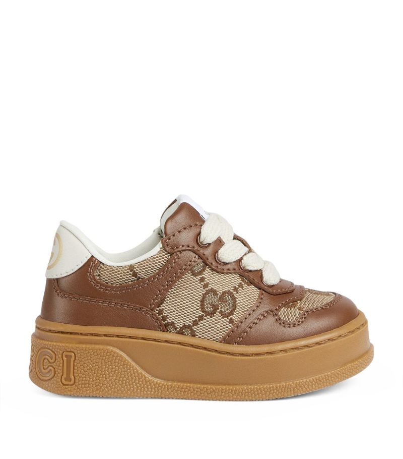 Gucci Gucci Kids Leather And Gg Canvas Platform Sneakers