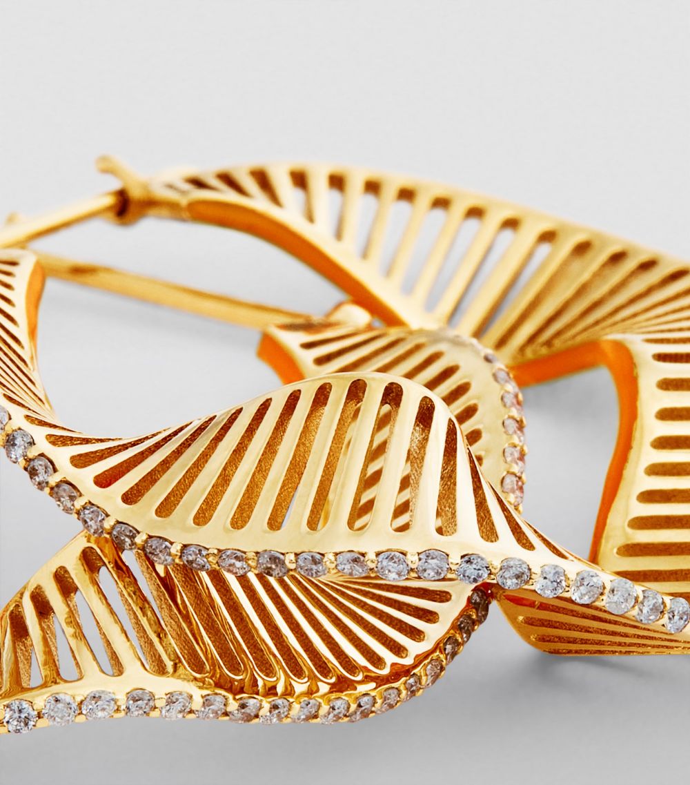L'Atelier Nawbar L'Atelier Nawbar Yellow Gold, Diamond And Enamel Twisted Waves Earrings