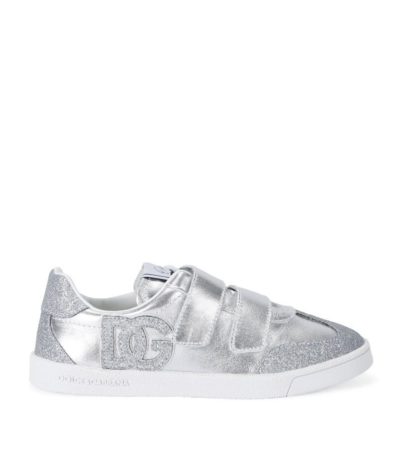 Dolce & Gabbana Dolce & Gabbana Kids Leather Glitter Logo Sneakers