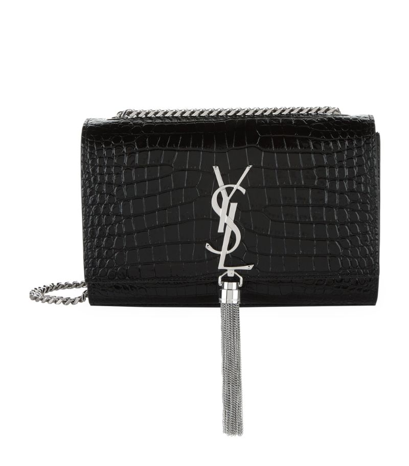 Saint Laurent Saint Laurent Small Kate Tassel Croc-Embossed Shoulder Bag