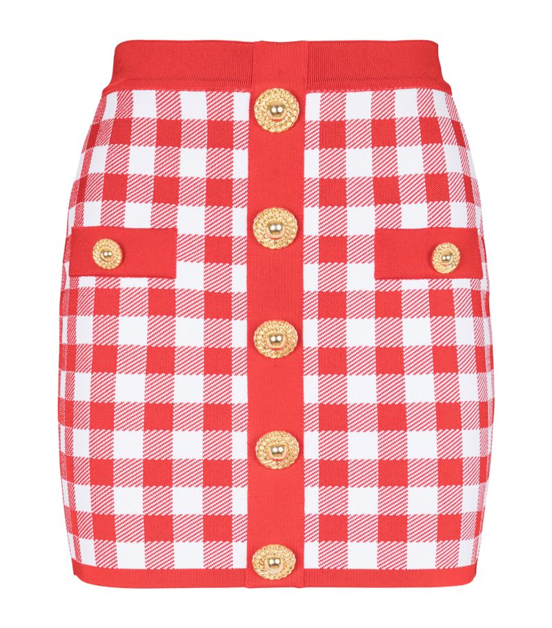 Balmain Balmain Knitted Gingham Mini Skirt