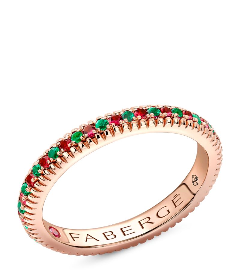 Fabergé Fabergé Rose Gold, Diamond, Emerald and Ruby Colours of Love Ring