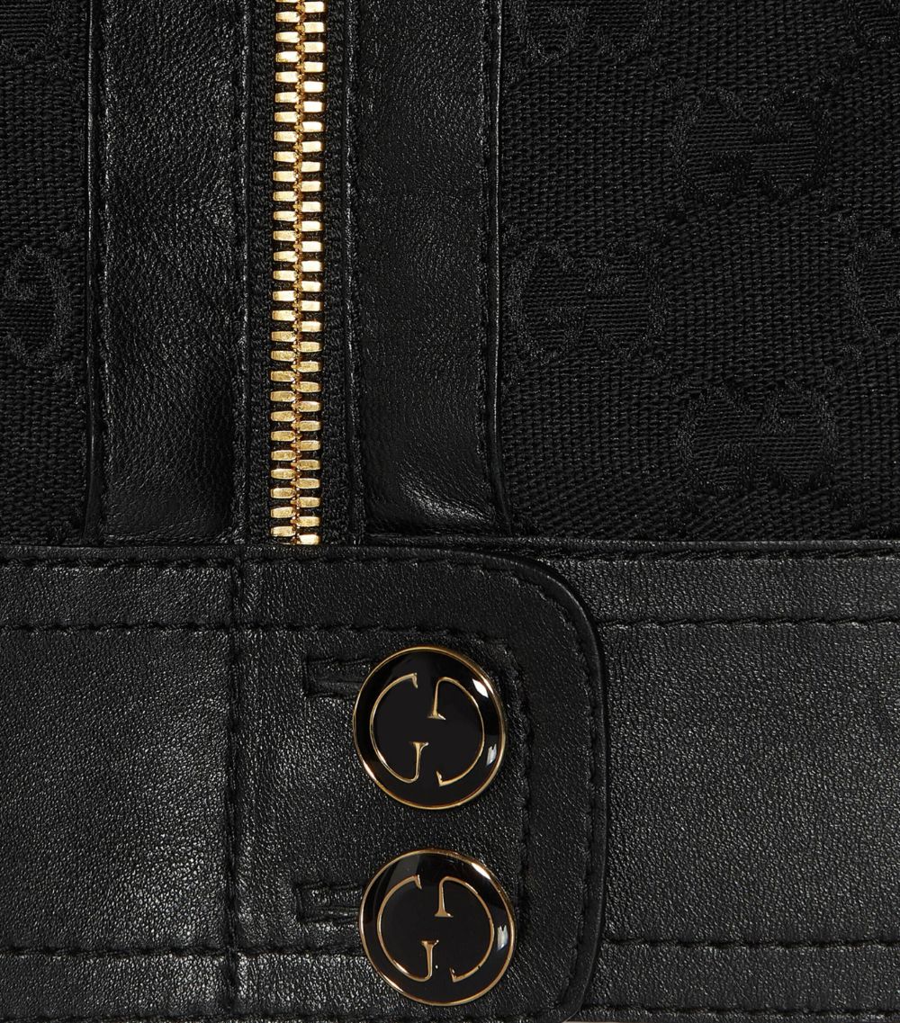Gucci Gucci Leather-Trim GG Canvas Jacket