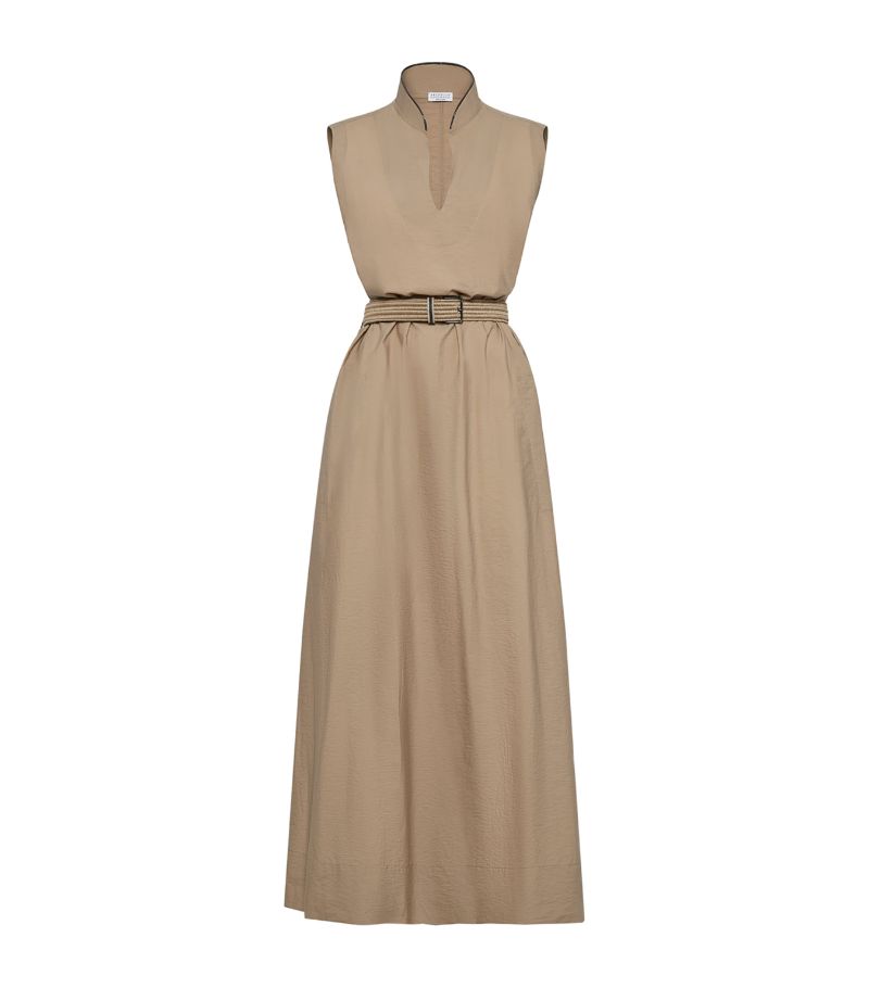 Brunello Cucinelli Brunello Cucinelli Cotton-Blend Belted Dress