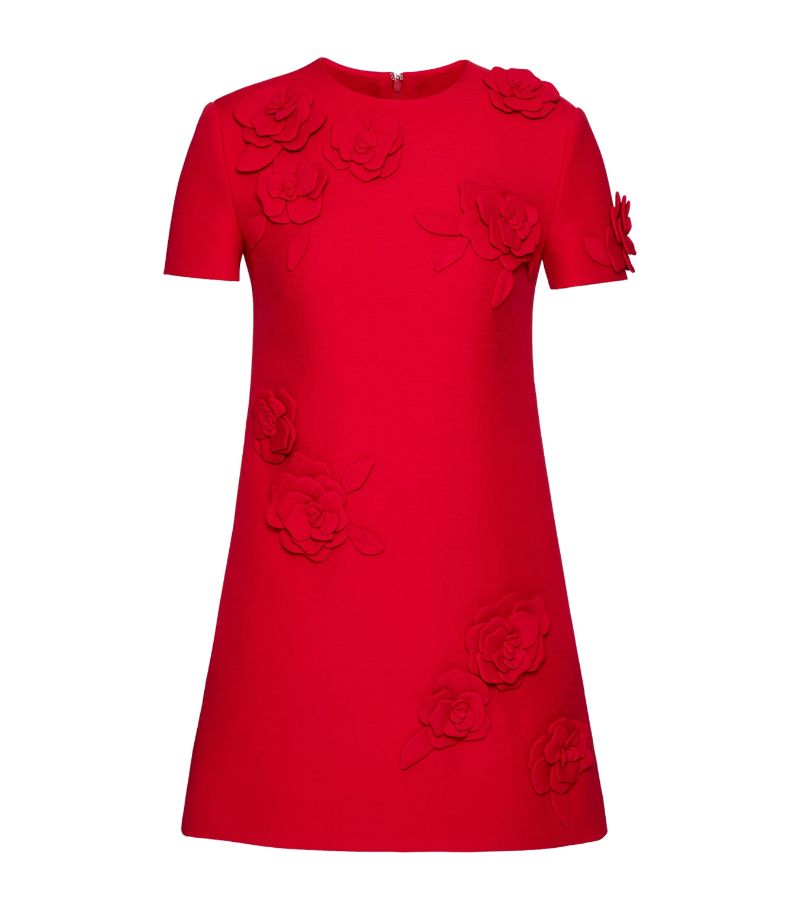 VALENTINO GARAVANI Valentino Garavani Rose-Appliqué Mini Dress