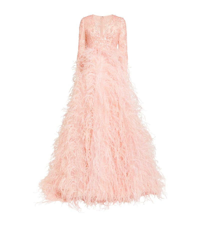 Pamella Roland Pamella Roland Exclusive Feather-Embellished Gown