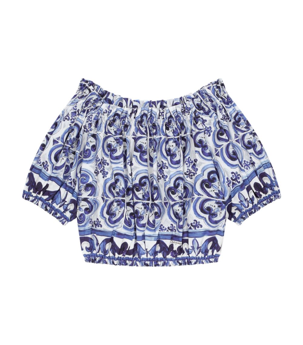 Dolce & Gabbana Dolce & Gabbana Kids Majolica Print Off-The-Shoulder Top (2-6 Years)