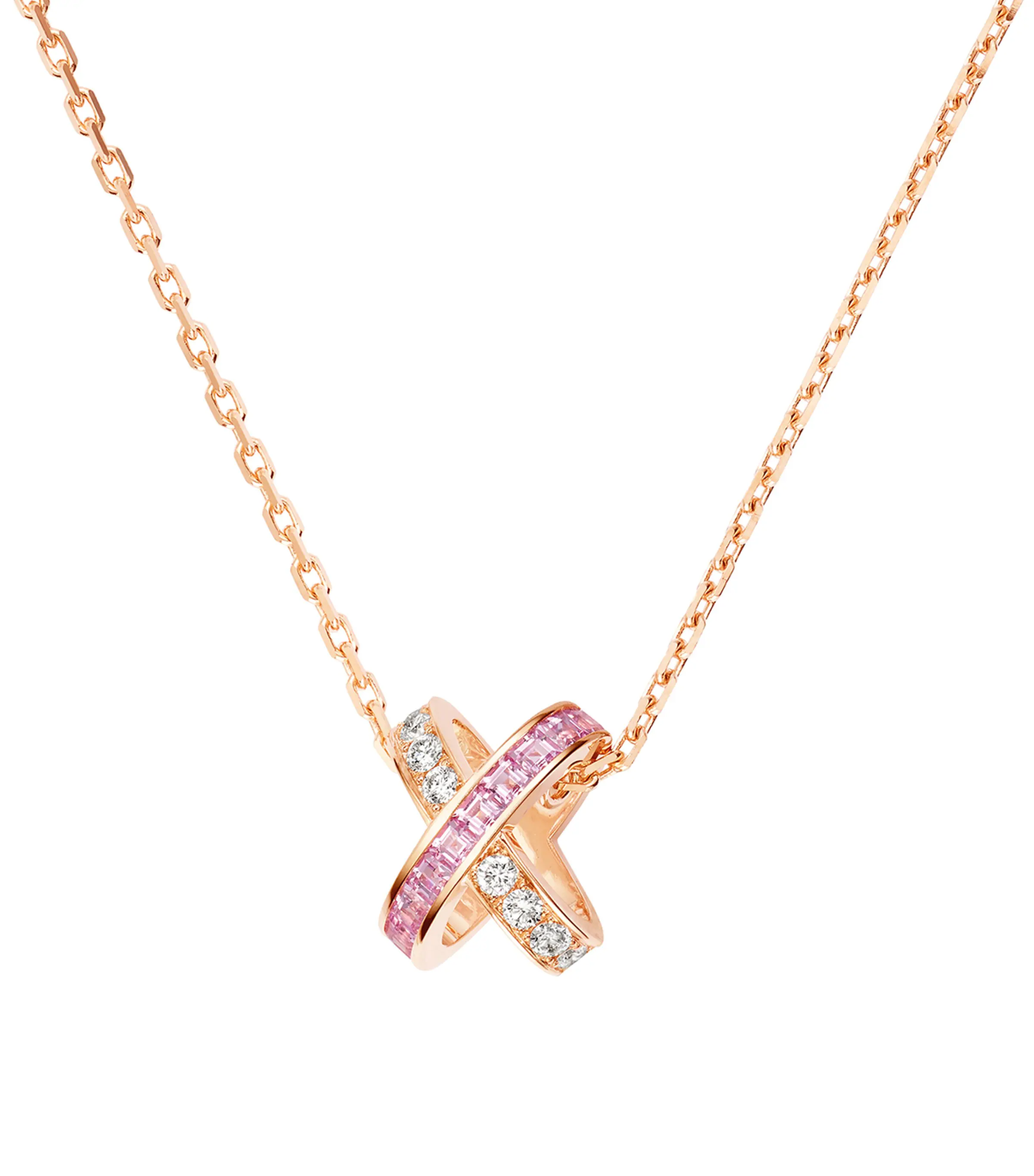  Chaumet Rose Gold, Diamond and Pink Sapphire Jeux de Liens Pendant Necklace