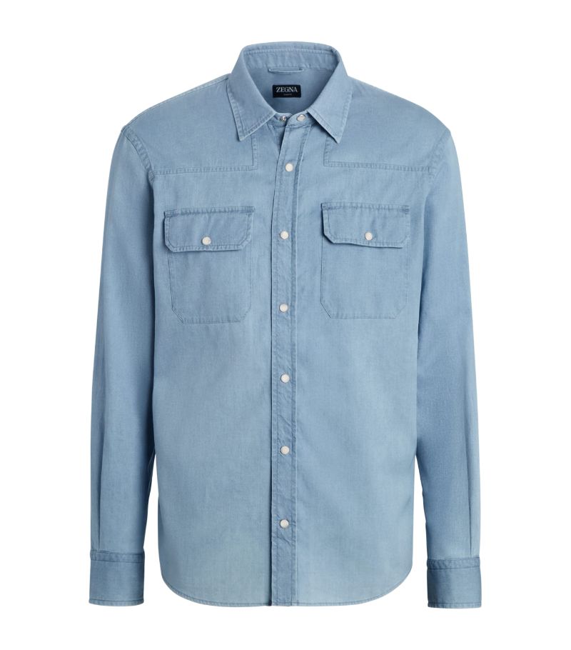 zegna Zegna Bleached Cashco Denim Shirt