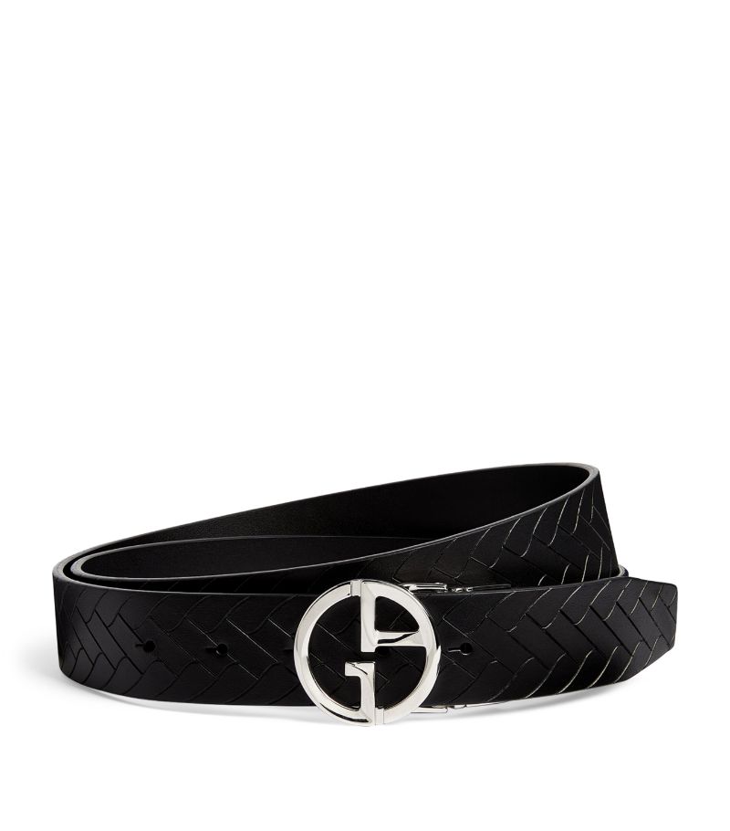 Giorgio Armani Giorgio Armani Leather Textured Logo Belt