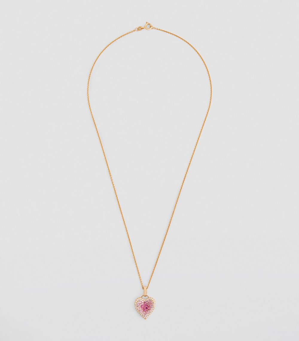 Robinson Pelham Robinson Pelham Yellow Gold And Pink Sapphire Fortune Heart Necklace