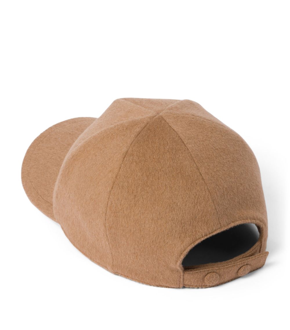 Miu Miu Miu Miu Camel Hair Logo Baseball Cap