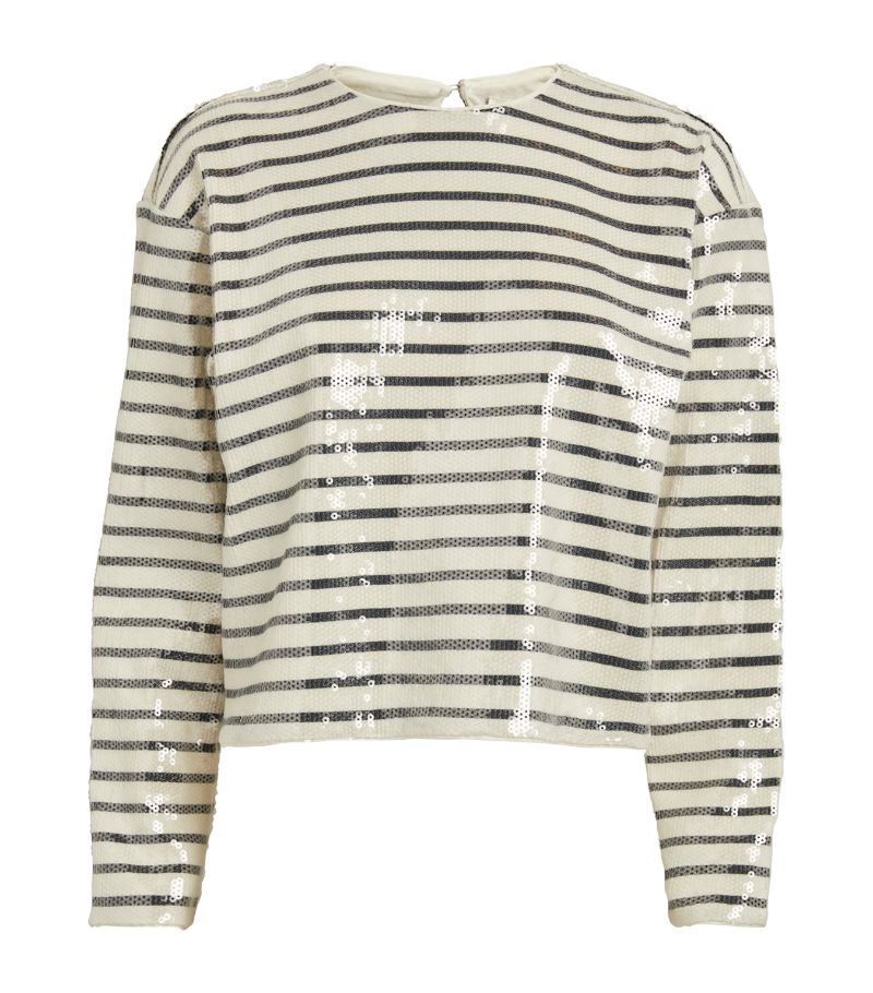 Frame Frame Sequin-Embellished Striped T-Shirt