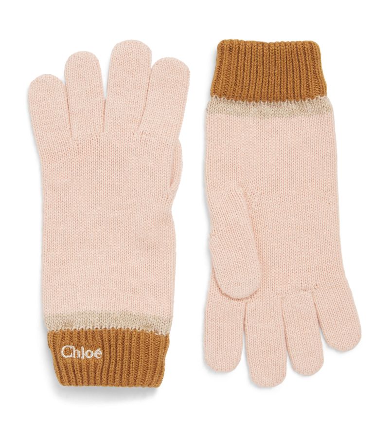 Chloé Kids Chloé Kids Cotton-Wool Logo Gloves