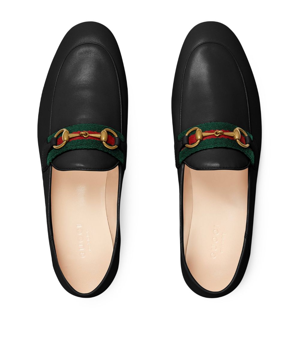 Gucci Gucci Leather Web Stripe Loafers