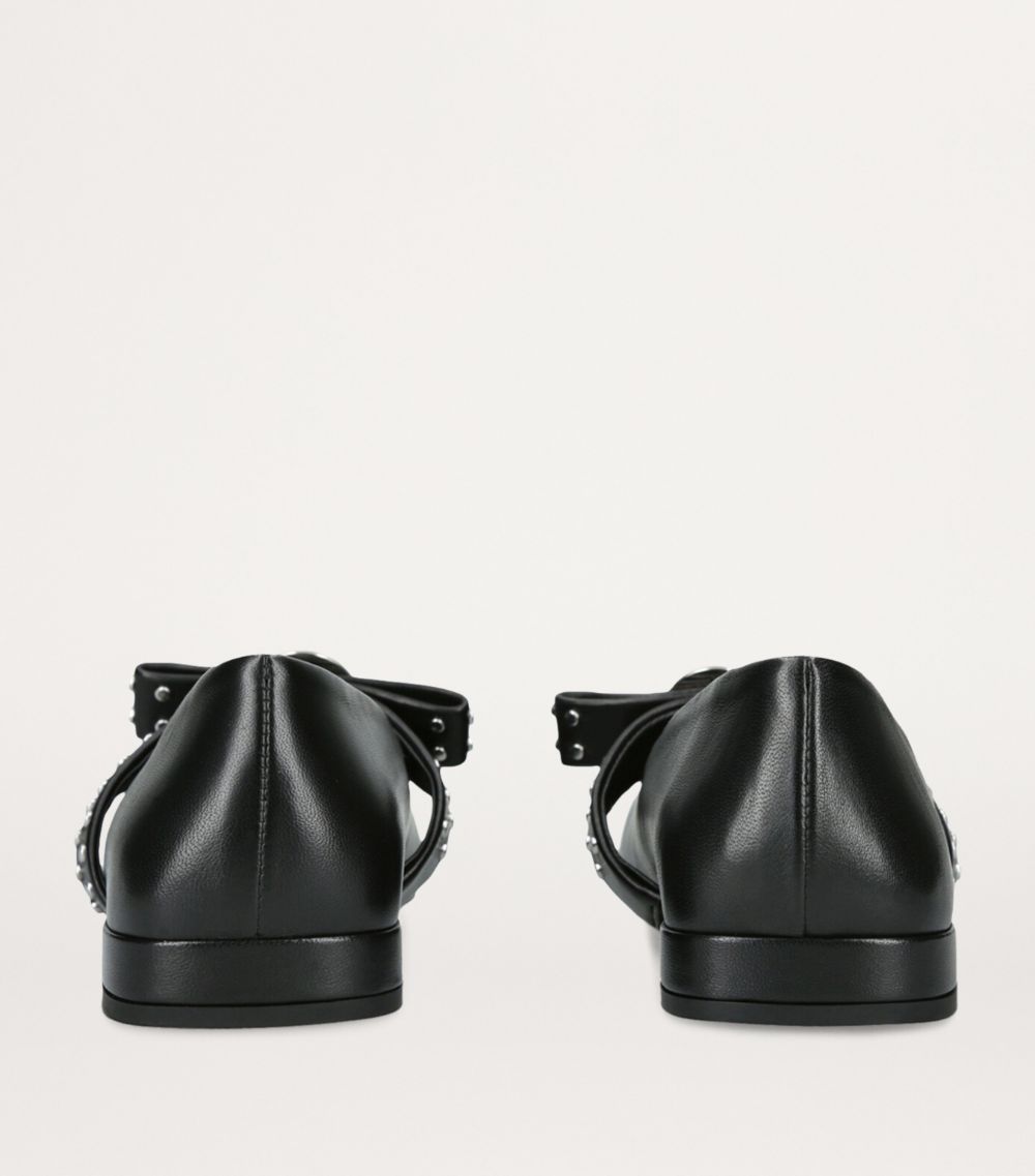 Versace Versace Leather Gianni Ribbon Ballet Flats