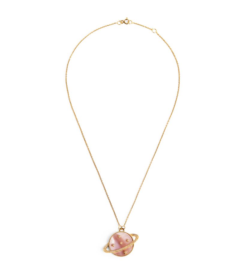 L'Atelier Nawbar L'ATELIER NAWBAR Yellow Gold, Diamond and Pink Mother-of-Pearl Cosmic Love Necklace