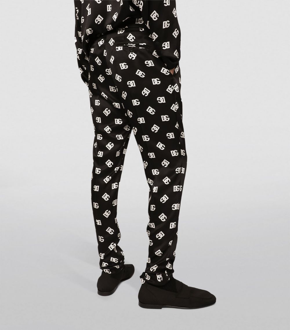 Dolce & Gabbana Dolce & Gabbana Silk All-Over Logo Trousers