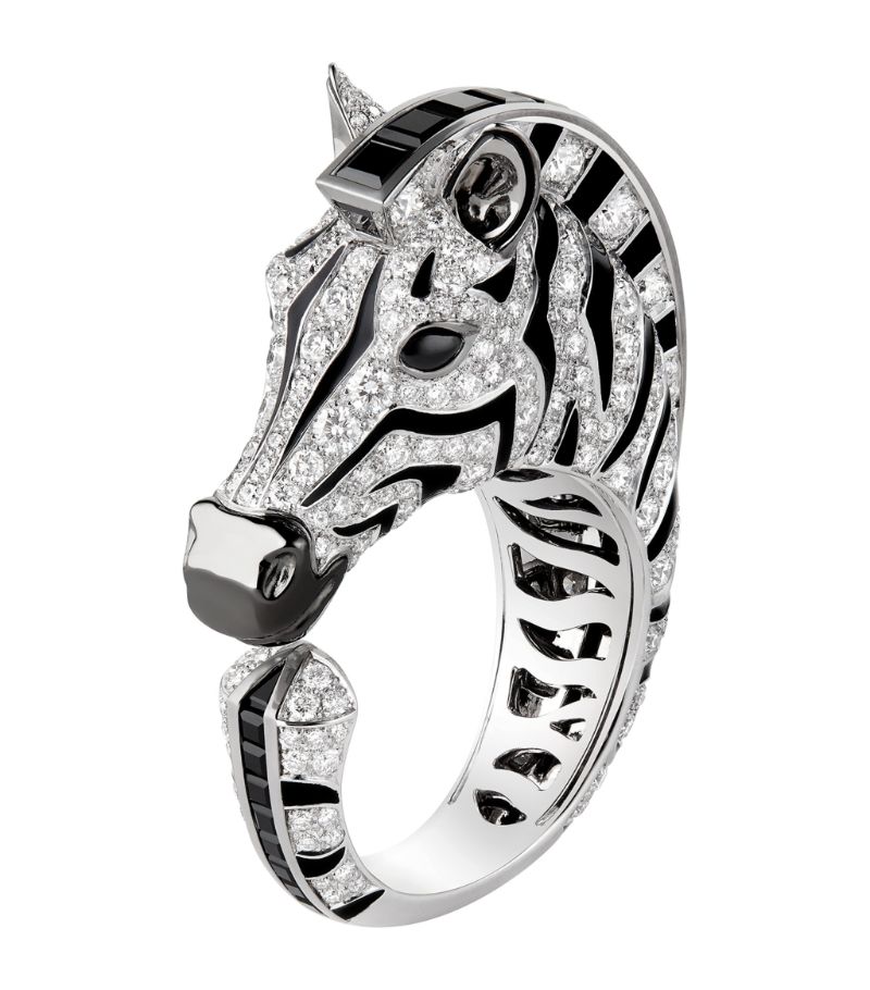 Boucheron Boucheron White Gold, Diamond And Onyx Animaux De Collection Zebra Ring