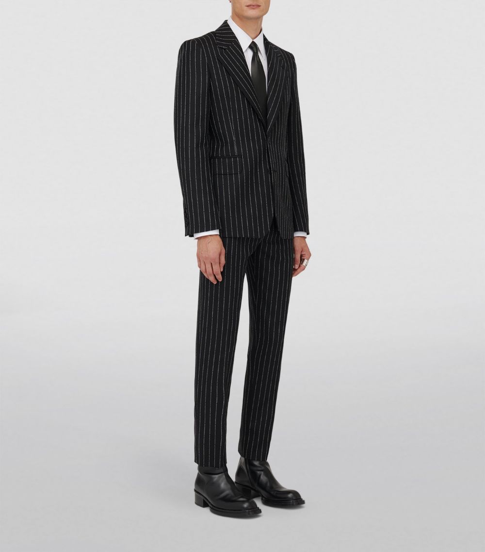 Alexander McQueen Alexander Mcqueen Logo Lettering Pinstripe Blazer