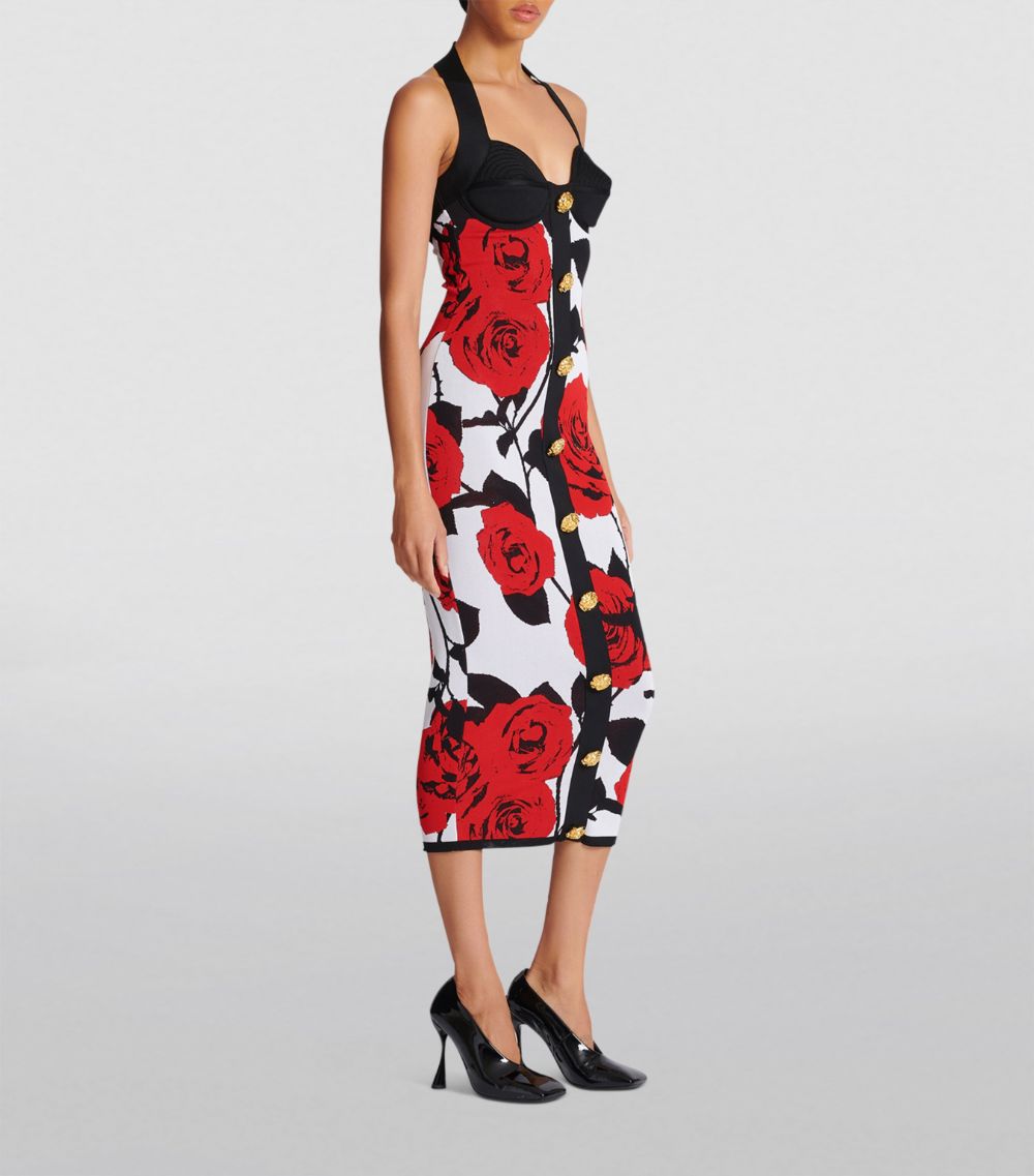 Balmain Balmain Red Rose Knitted Dress