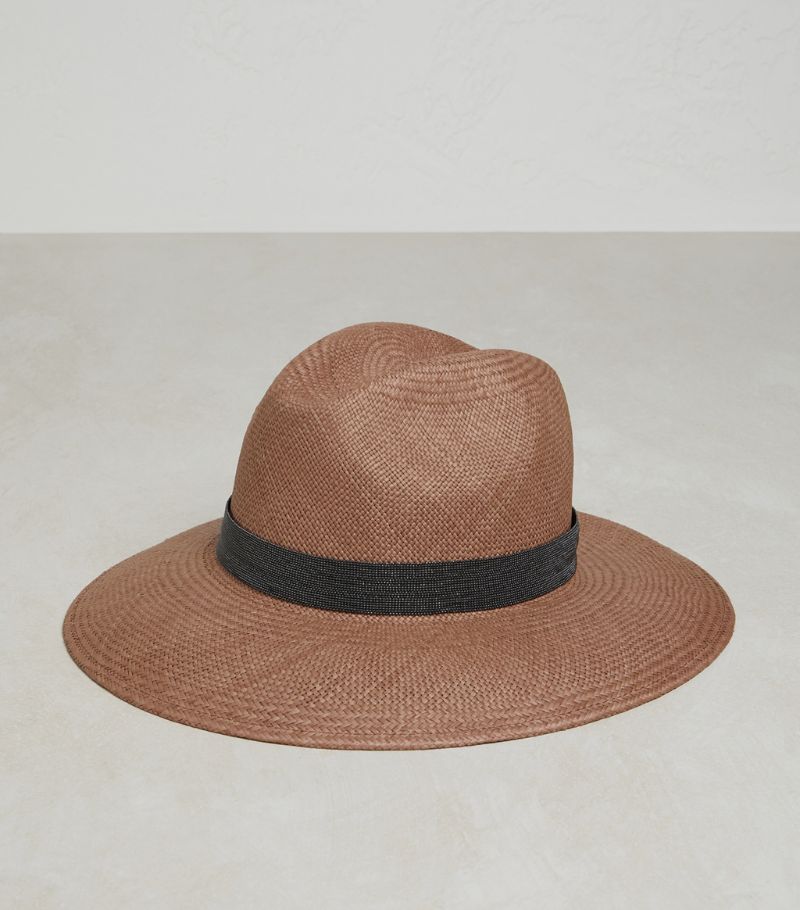 Brunello Cucinelli Brunello Cucinelli Monili-Band Straw Fedora Hat