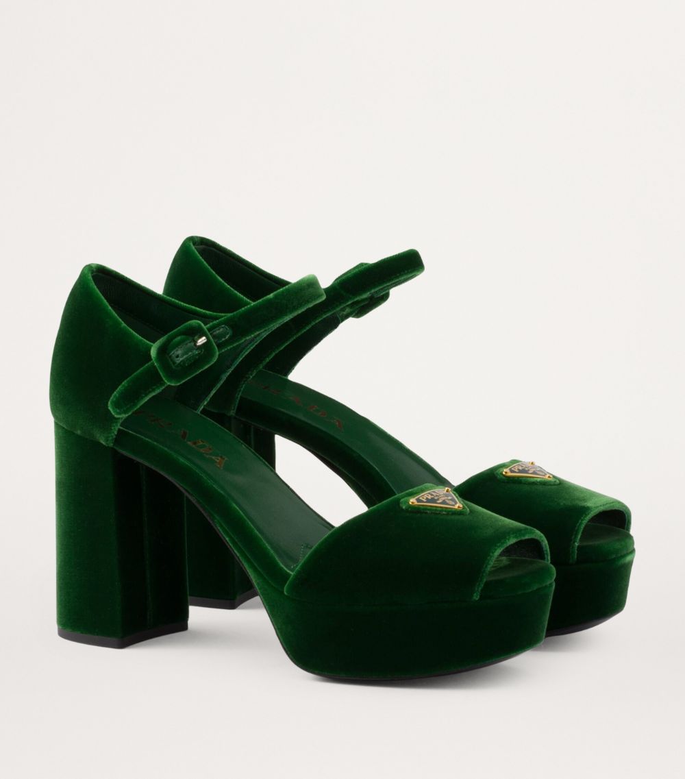 Prada Prada Velvet Platform Sandals 95