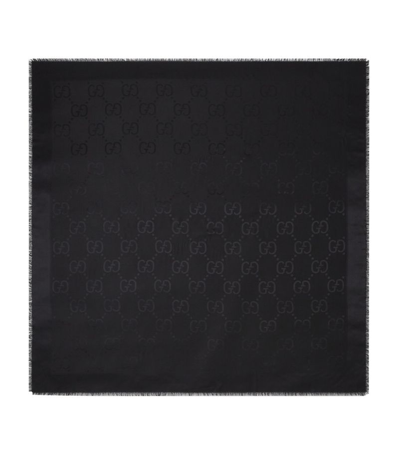 Gucci Gucci Silk-Wool Gg Logo Shawl