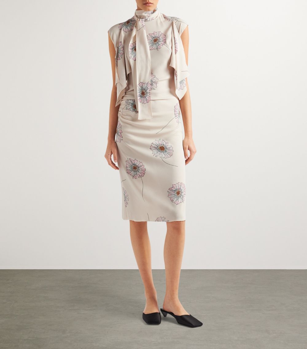 Prada Prada Scarf-Collar Midi Dress