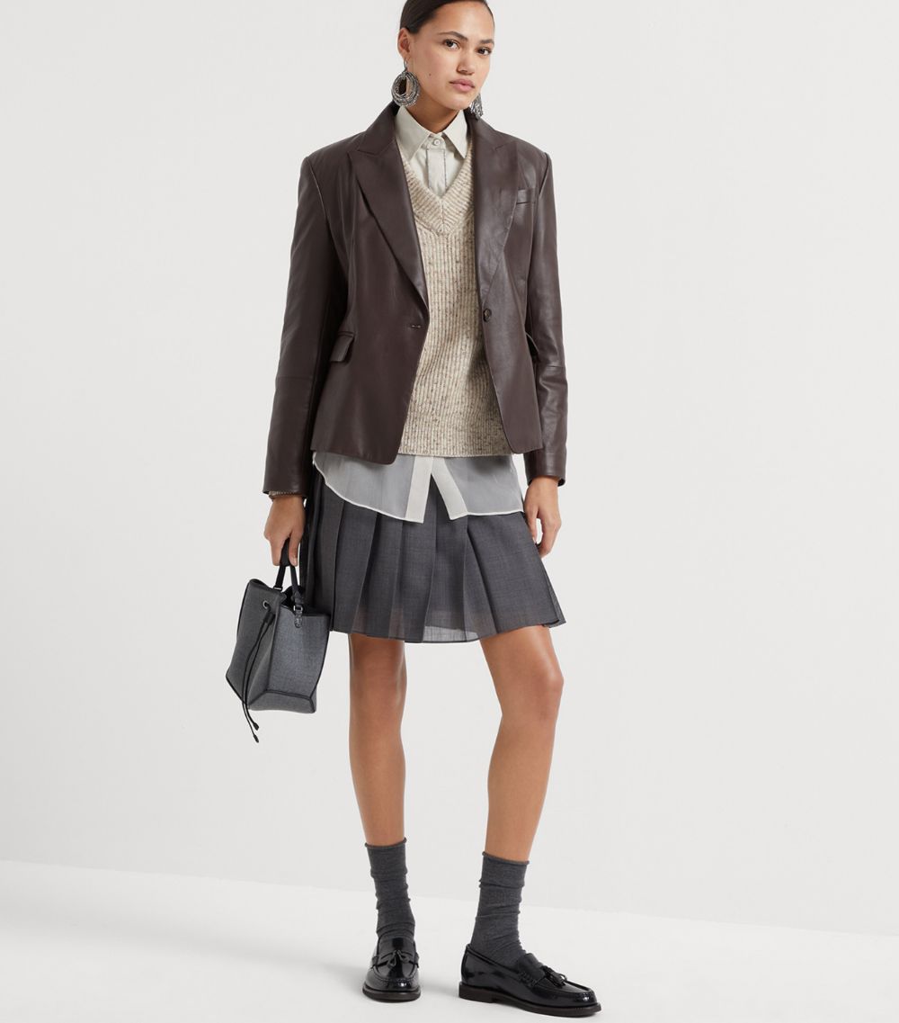 Brunello Cucinelli Brunello Cucinelli Wool-Blend Pleated Mini Skirt