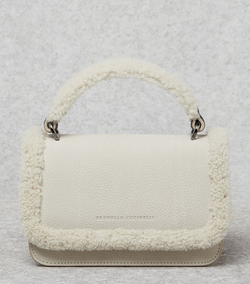 Brunello Cucinelli Brunello Cucinelli Medium Shearling-Trim City Cross-Body Bag