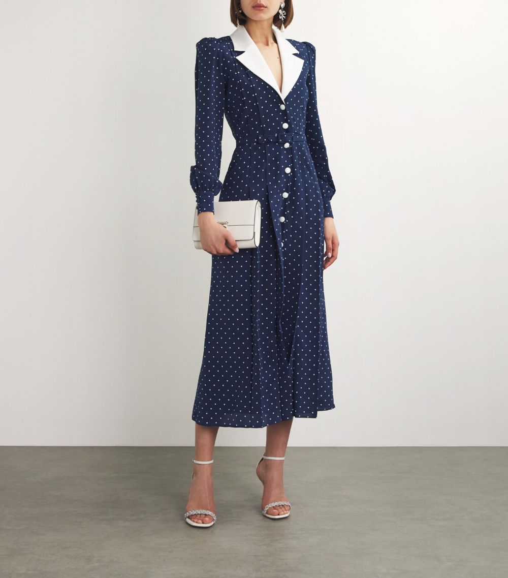 Alessandra Rich Alessandra Rich Silk Polka-Dot Midi Dress