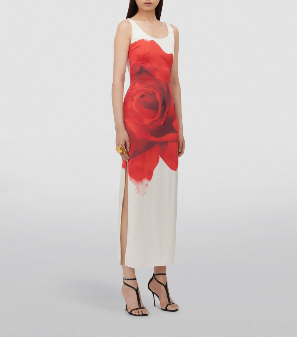 Alexander McQueen Alexander Mcqueen Silk Bleeding Rose Midi Dress