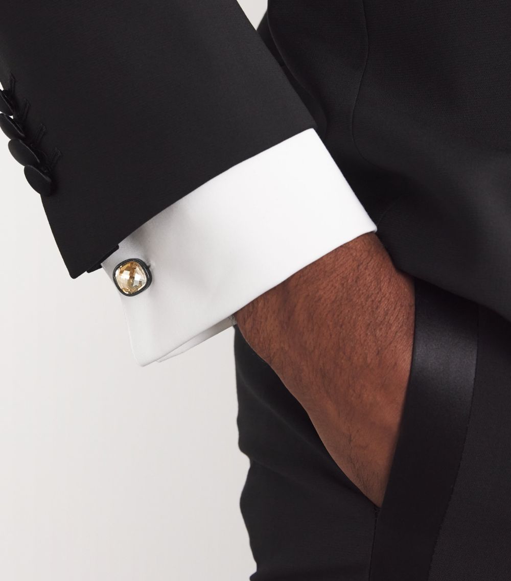 Tateossian Tateossian Gunmetal Swarovski Crystal Cufflinks