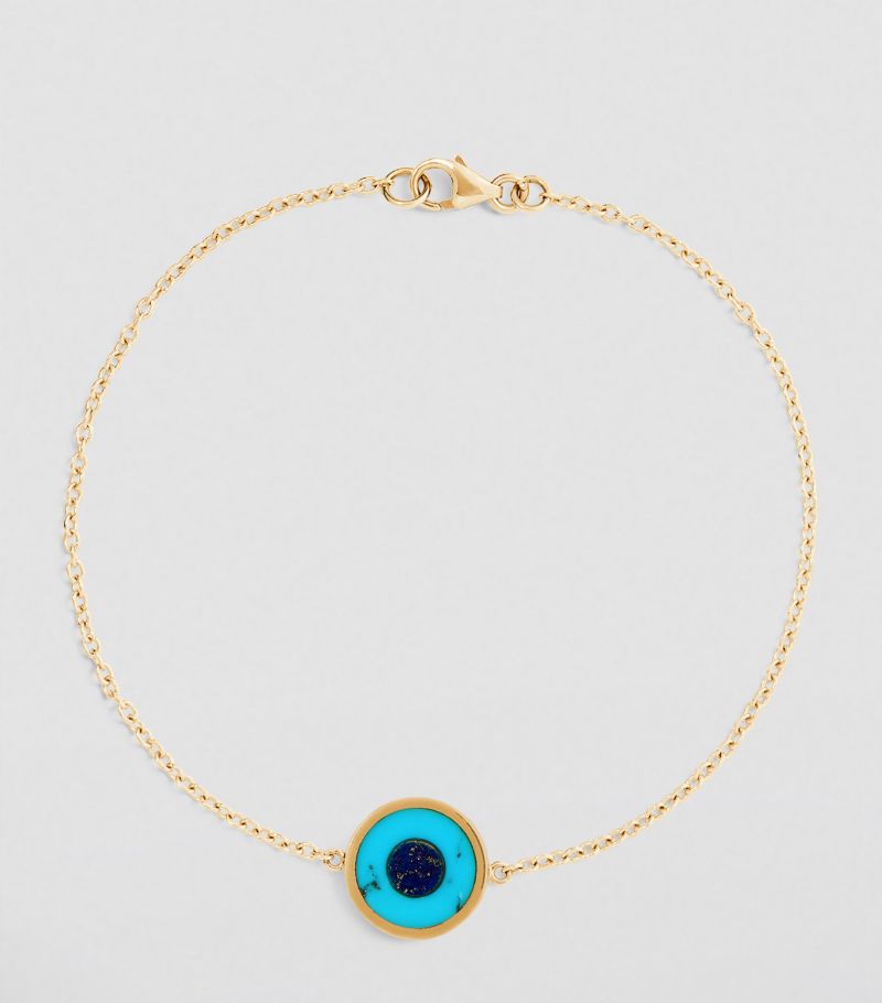 Jennifer Meyer Jennifer Meyer Yellow Gold, Turquoise And Lapis Evil Eye Bracelet