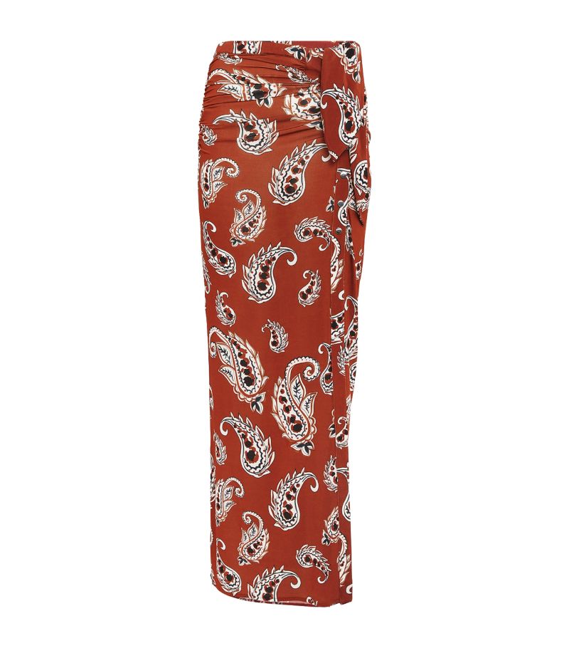 Rabanne Rabanne Ruched Paisley Maxi Skirt