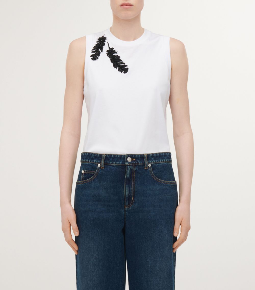 Alexander McQueen Alexander Mcqueen Feather-Embroidered Tank Top