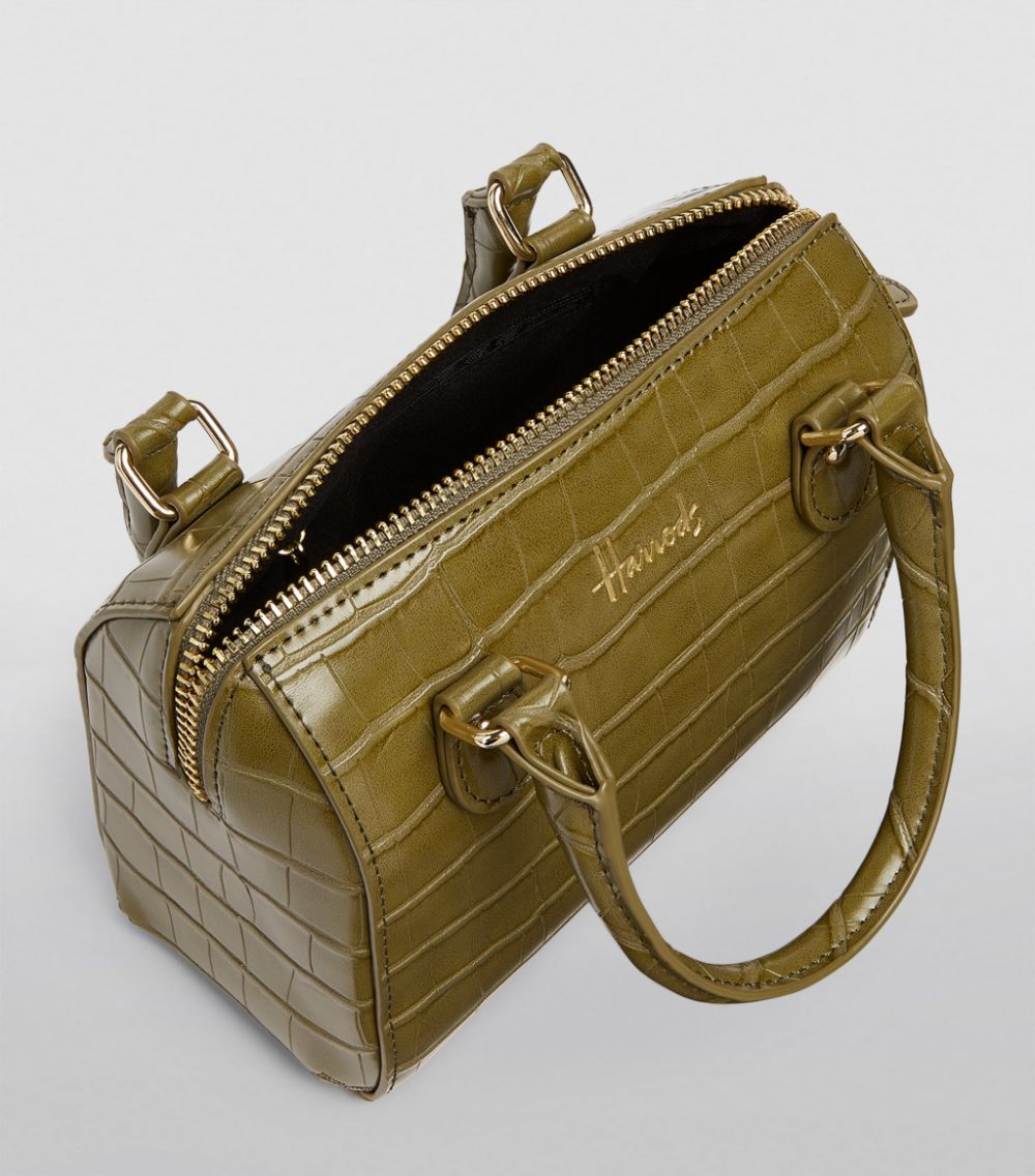 Harrods Harrods Mini Croc-Embossed Barrel Bag