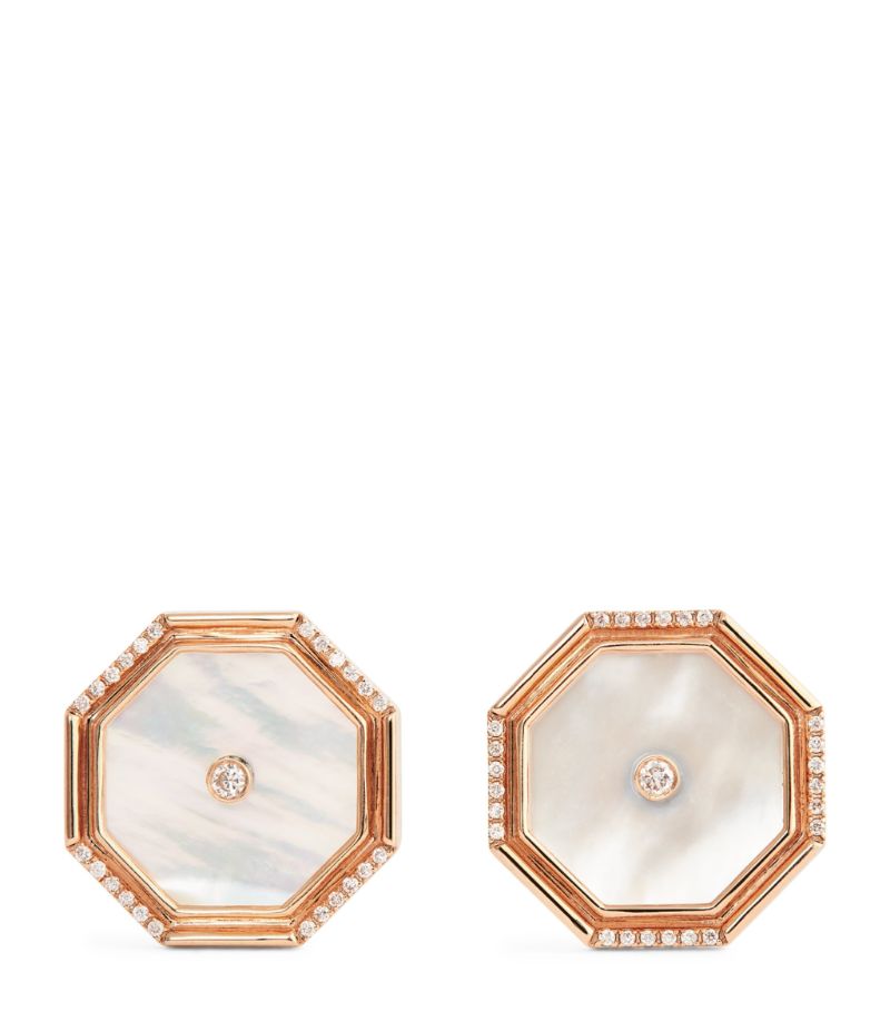 L'Atelier Nawbar L'Atelier Nawbar Rose Gold, Diamond And Mother-Of-Pearl Amulets Of Light Earrings