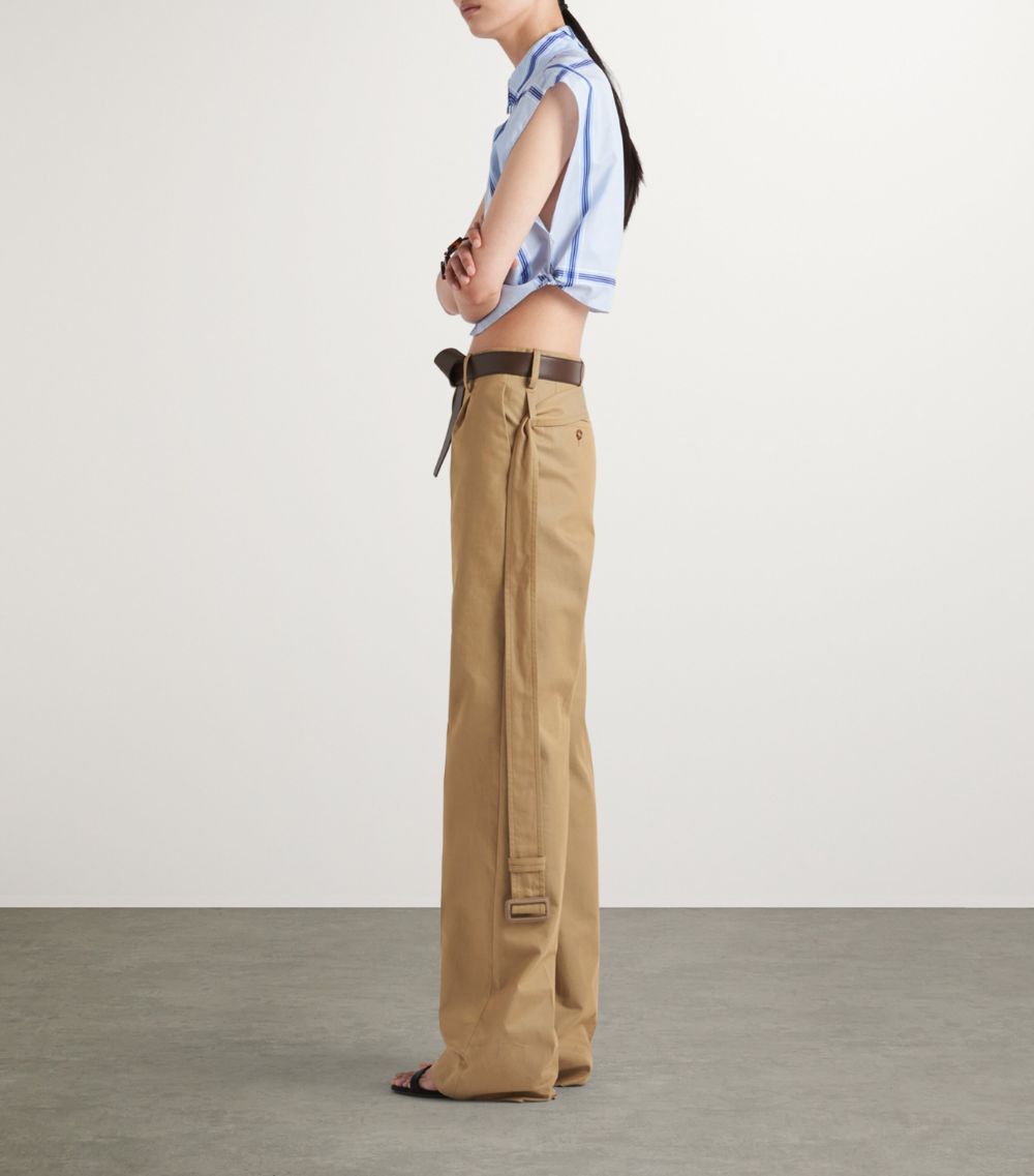 Prada Prada Cotton Twill Belt-Detail Trousers