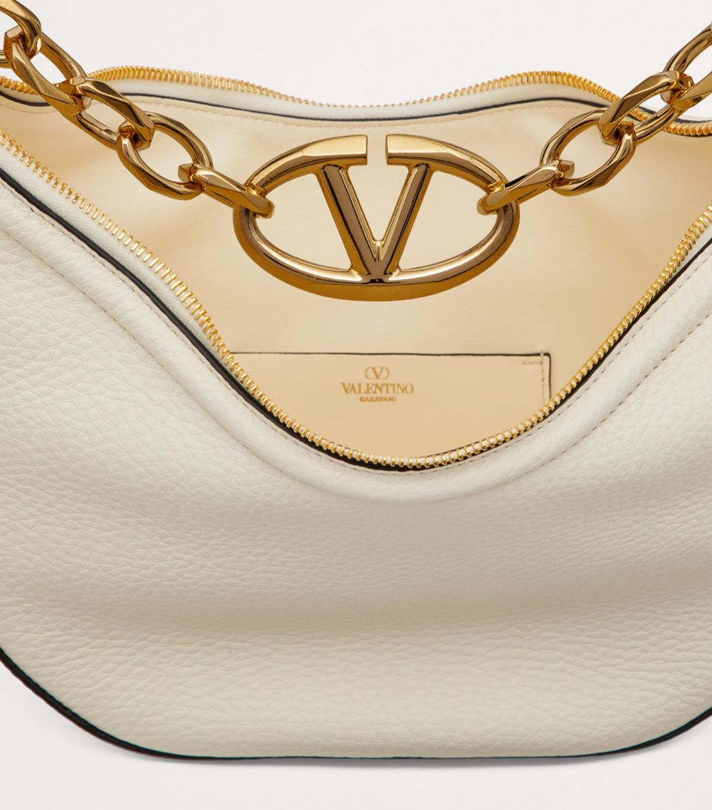 VALENTINO GARAVANI Valentino Garavani Leather Vlogo Moon Shoulder Bag