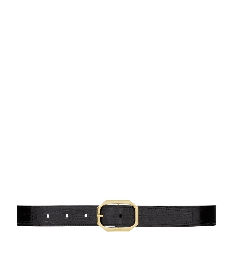 Saint Laurent Saint Laurent Leather Octagonal Belt