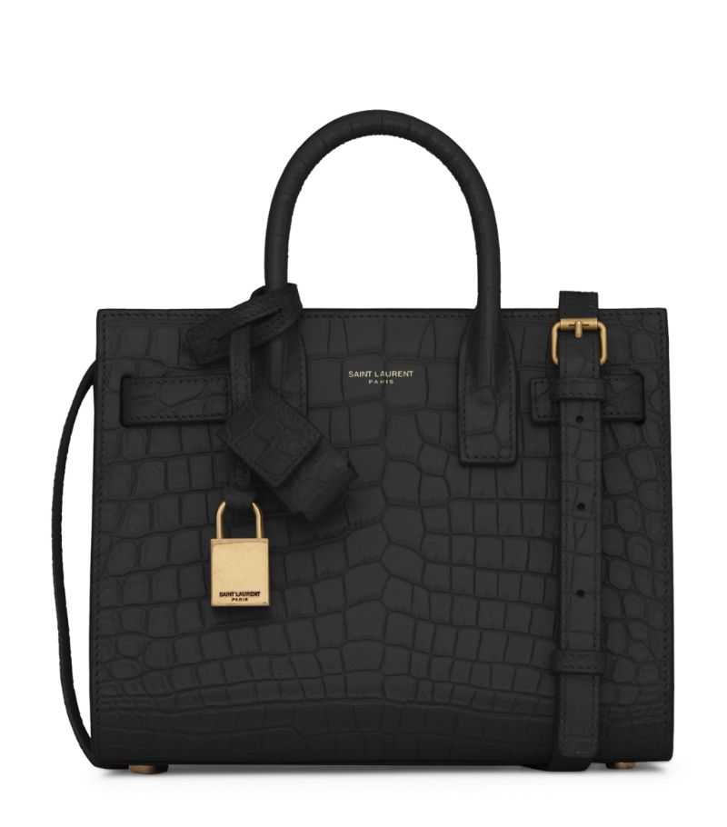 Saint Laurent Saint Laurent Nano Sac De Jour Croc-Embossed Tote Bag