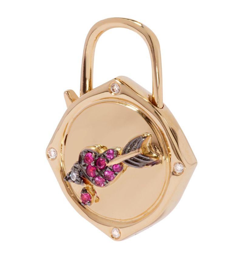 Annoushka Annoushka Yellow Gold, Diamond And Sapphire Lovelock Heart And Arrow Charm