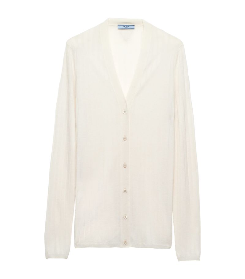 Prada Prada Cashmere-Blend Ribbed Cardigan